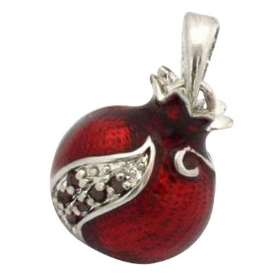 Gold Filled Rodium Pomegranate Garnet Drop Pendant